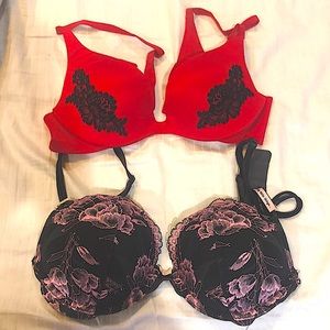 Two Bras by Victoria’s Secret, 34A & 34B, push-up/padded, barely worn